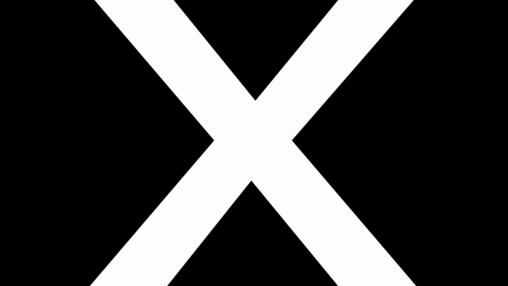 Auf schwarzem Hintergrund ein weißes X