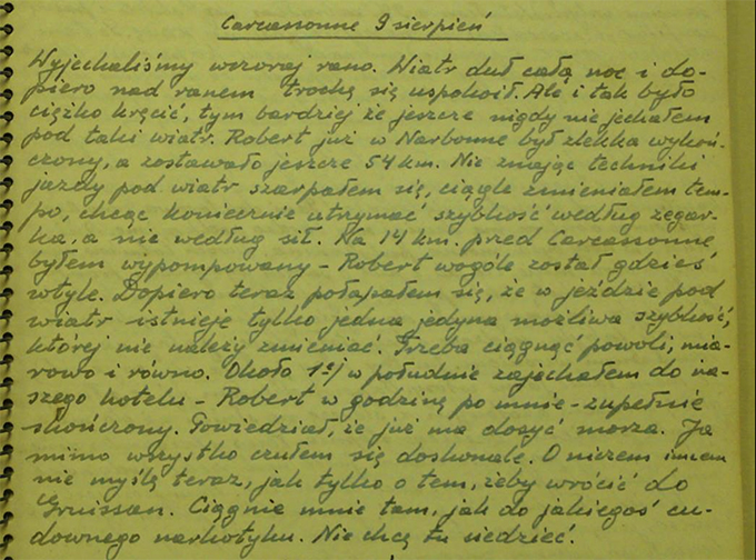 Handschriftlicher Tagebucheintrag in Polnisch